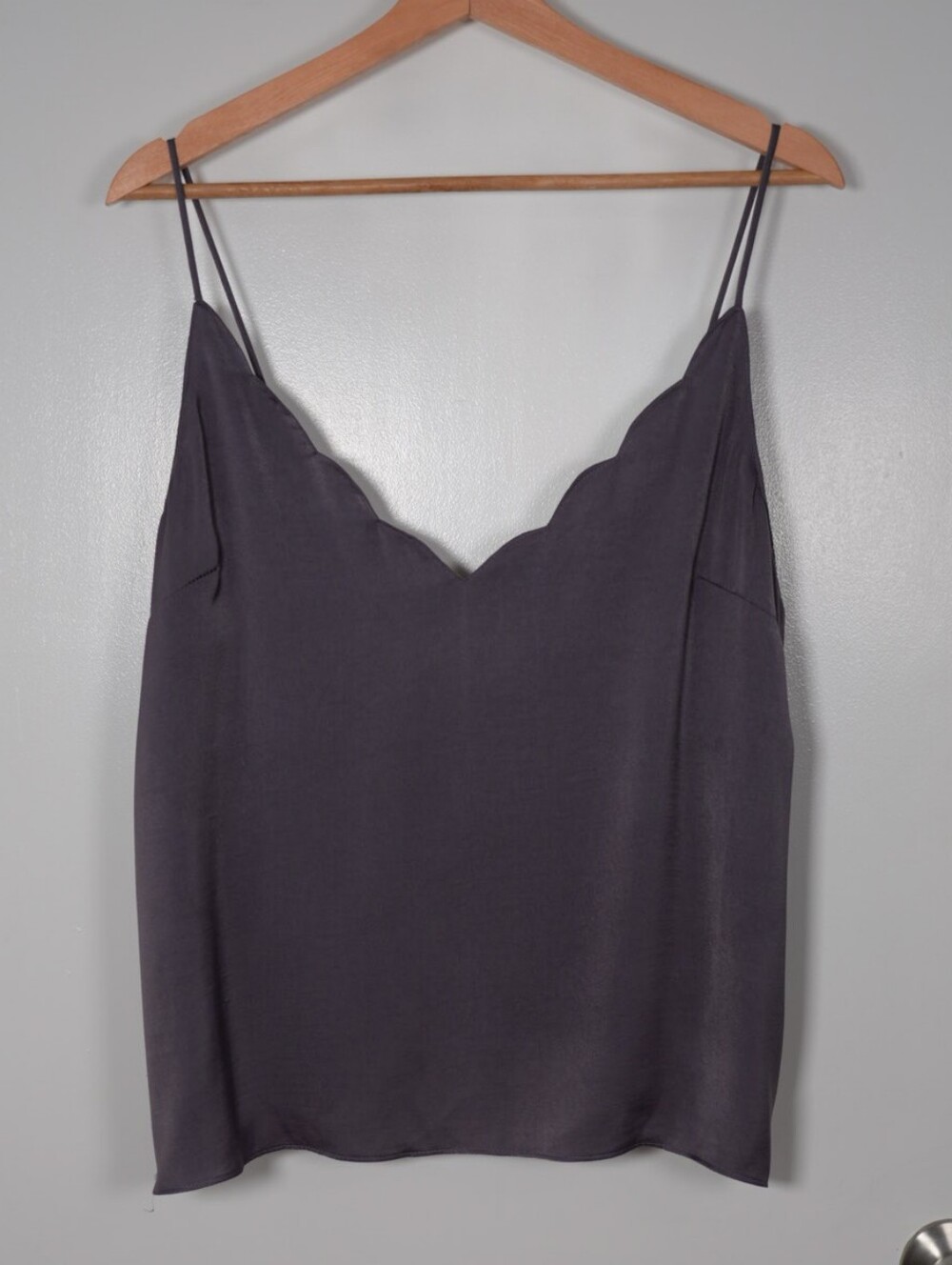 Topshop Charcoal Scalloped Satin Cami